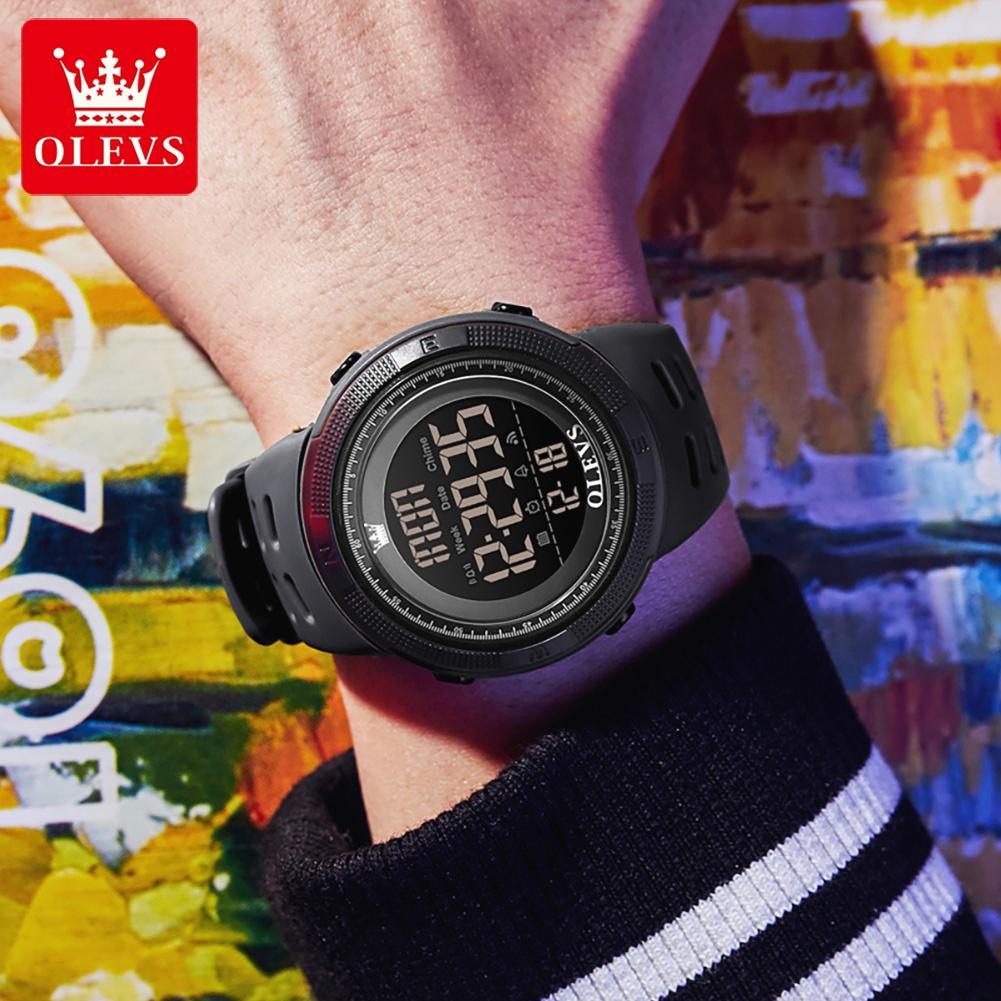 Olevs 1109 Sport Fashion Outdoor Digit Time LED Light Watch 5bar Water-resistance