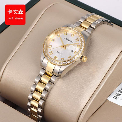 Carl Vinson R5029 Hot Sale Gold Diamond Stainless Steel Women Business Wrist Watch  Ladies Quartz Watches for Women