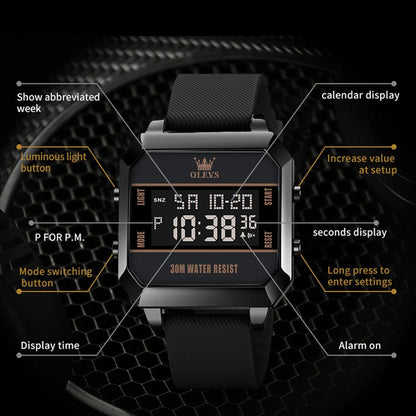 OLEVS 1103 New Arrival Men Digital Watches 3ATM Waterproof Sport Watch Fashion Dual Time Wrist Multi Functional Digital Watch