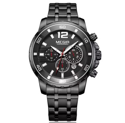 New Arrival MEGIR 2068 Classic Luxury Men Watch Stainless Steel Band Chronograph Calendar Luminous Waterproof Quartz Watches