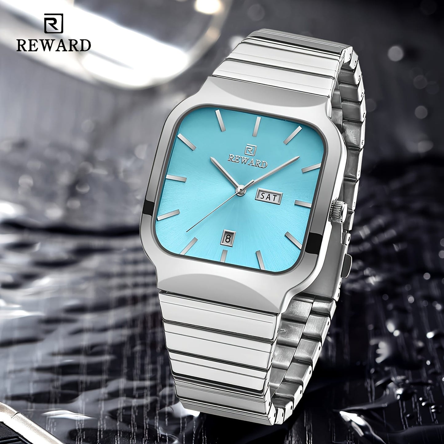 REWARD RD611264M Square Complete Calendar Steel Band Popular Couple Fashion Gold Wristwatch Japan Quartz Watches
