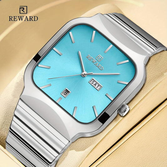 REWARD RD611264M Square Complete Calendar Steel Band Popular Couple Fashion Gold Wristwatch Japan Quartz Watches