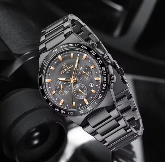 REWARD RD81967M Multi-function Men's Quartz Watch Business Style Steel Strap Waterproof Male Wristwatch Gift