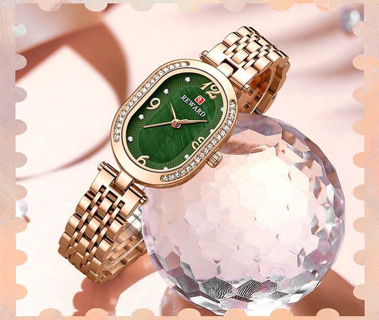 REWARD RD21058L Rose Gold Women Wristwatch Fashion Luxury Ultra-Thin Quartz Watches Stainless Steel Strap Gift for Ladies Girl