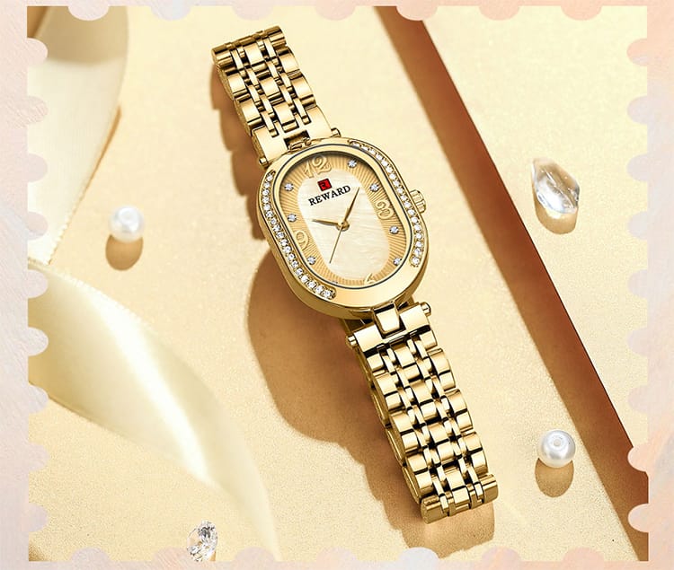 REWARD RD21058L Rose Gold Women Wristwatch Fashion Luxury Ultra-Thin Quartz Watches Stainless Steel Strap Gift for Ladies Girl