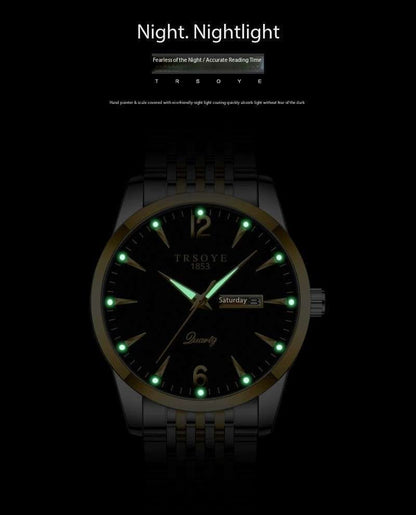 Fashion TRSOYE TRS068 Top Brand Men Watch Luxury Wrist Quartz Luminous Hands Steel
