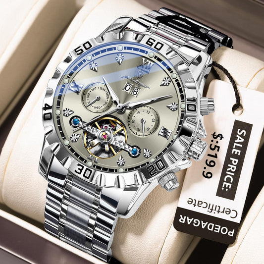 Poedagar 1412 Men Automatic Mechanical Watches Waterproof Calendar Wristwatches Luxury Luminous Watch