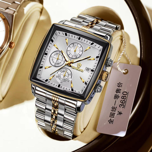 BINBOND 911 Watch for Man Wristwatch Waterproof Luminous Luxury Square Chronograph Quartz Men's Watches