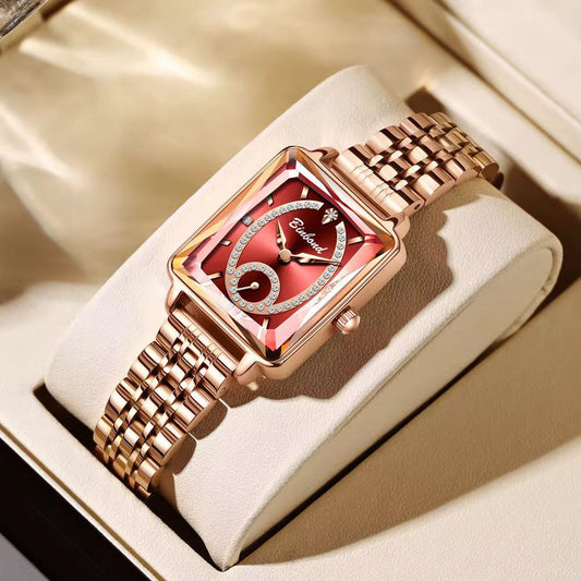 BINBOND-105 Women's Quartz Steel Watch New Fashion Leisure Sports Waterproof with Stainless Steel Band and Glass Dial Display