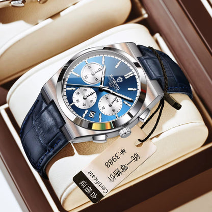 Binbond New Chronograph Leather B203L Men's Business Watch  Multifunctional Waterproof Quartz Watch