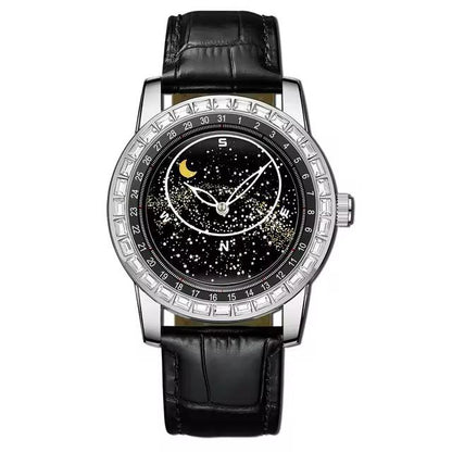 BINBOND B8899 Rotating Sky Star Disk Diamond Watch Men's Fashion Sun Moon Star Waterproof Glow Men's Watch Luminous