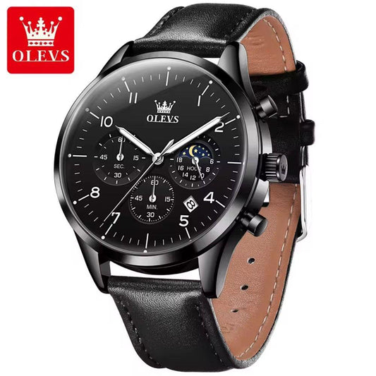 Olevs 2882 Classic Analog Quartz Watches for Men Fashion Brand Sport Waterproof Leather Band Wrist Watch