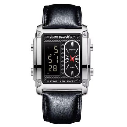 Binbond 2311 B2311 Gold Square LED Luxury Watch Fashion Quartz Digital Wristwatch Stainless Steel Business Watches for Men