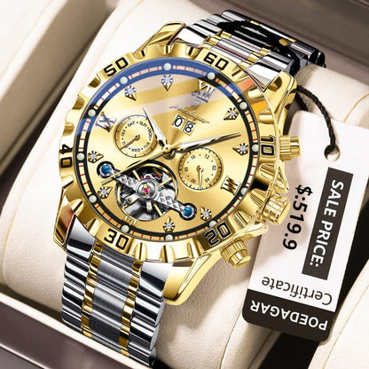 Poedagar 1412 Men Automatic Mechanical Watches Waterproof Calendar Wristwatches Luxury Luminous Watch