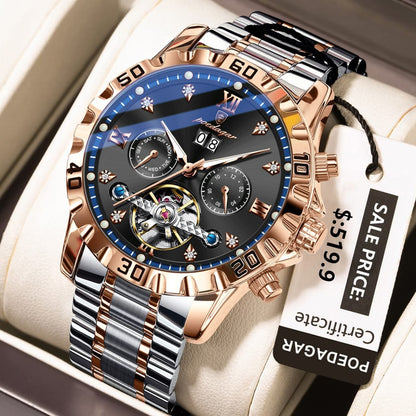 Poedagar 1412 Men Automatic Mechanical Watches Waterproof Calendar Wristwatches Luxury Luminous Watch