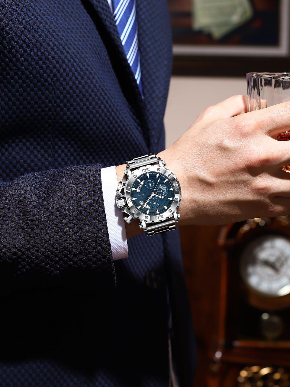 Latest Poedagar 892 Luxury Chronograph Stainless Steel Men's Quartz Watches  Luminous Waterproof Watch for Men