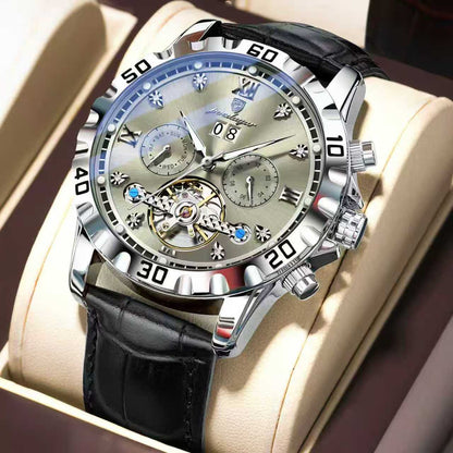 Poedagar 1412 Men Automatic Mechanical Watches Waterproof Calendar Wristwatches Luxury Luminous Watch