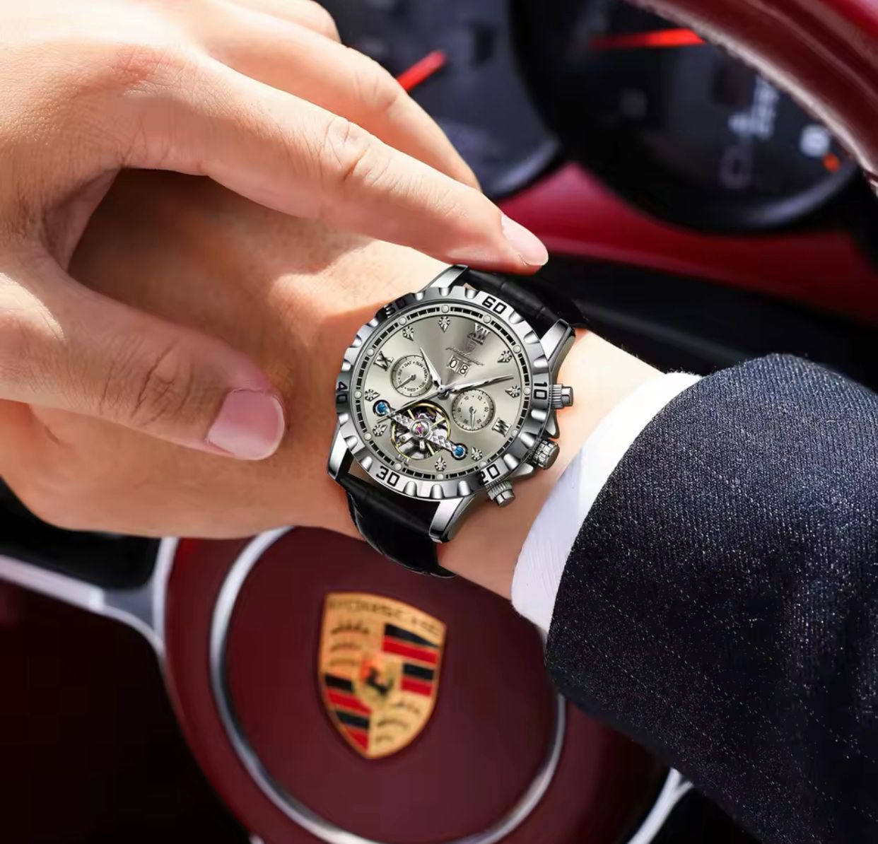 Poedagar 1412 Men Automatic Mechanical Watches Waterproof Calendar Wristwatches Luxury Luminous Watch