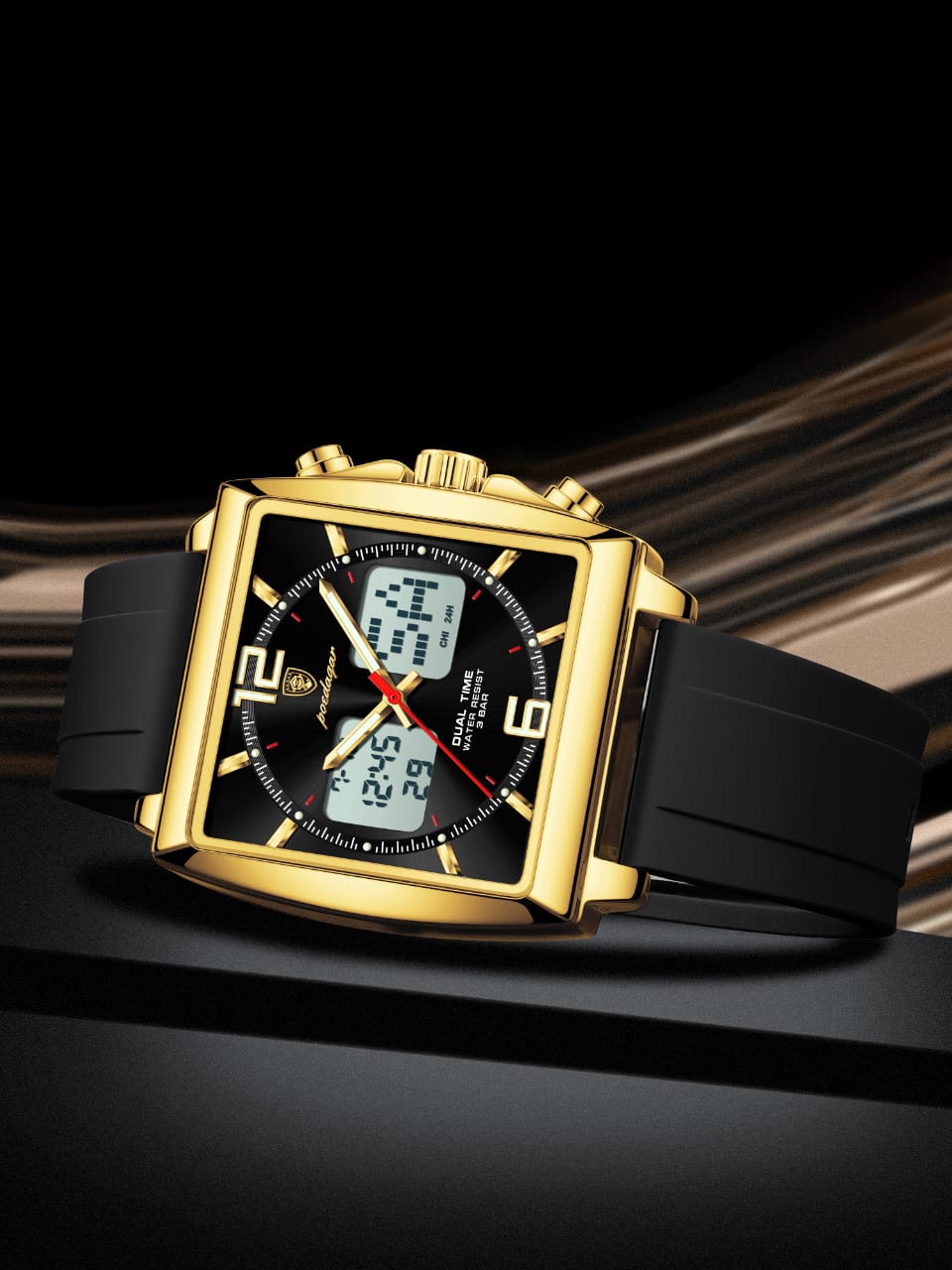 Poedagar E109 Waterproof Luminous Multifunctional Chronograph Alarm Silicone Strap Quartz Watch for Men