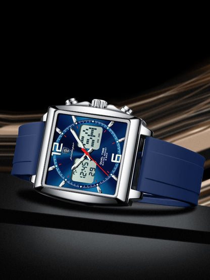 Poedagar E109 Waterproof Luminous Multifunctional Chronograph Alarm Silicone Strap Quartz Watch for Men