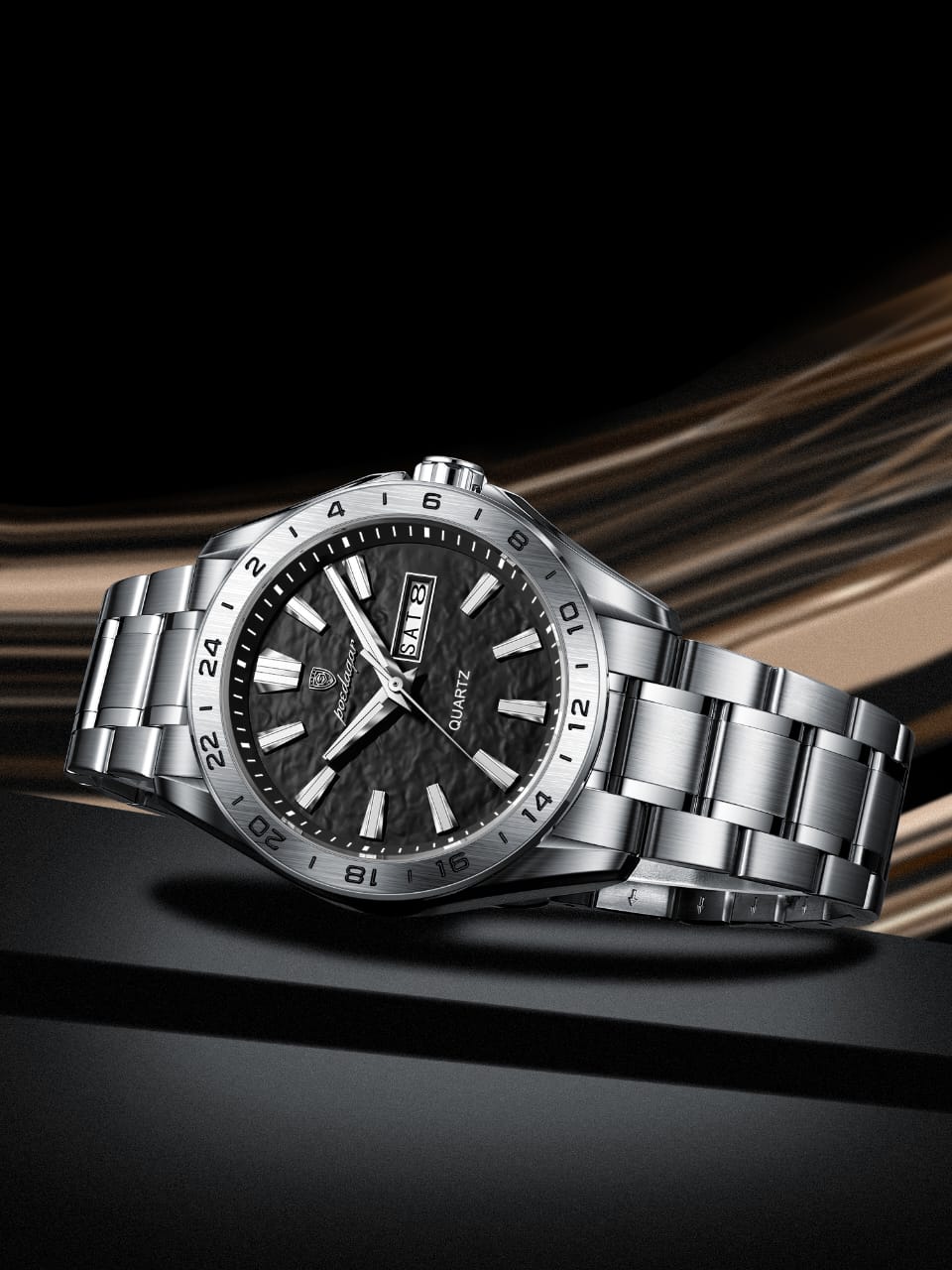 POEDAGAR 683 Trend Brand Men's Watch Luxury Original Business Quartz Watches Stainless Steel Waterproof Dual Calendar Wristwatch