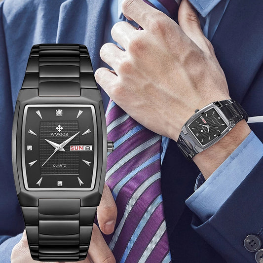 New Arrival WWOOR 8837  Quartz Mens and women Watches Square Stainless Steel Waterproof Wrist Watch