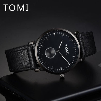 Top Brand TOMI Fashion Sport Quartz Men's Watch Square Clock Leather Strap Simple Dial Women Wristwatch