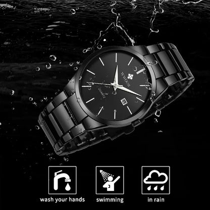 Fashion Classic WWOOR 8875 Gold Waterproof Watches Simple Stainless Steel Calendar Sports Quartz Watch For Men