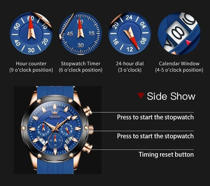 Fashion Sport Quartz Movement OLEVS 9991  45mm Big Dial Watch For Men Waterproof Original Man Clock Chronograph Date Hand Watches