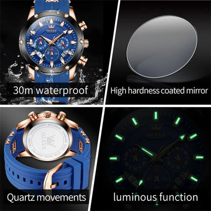 Fashion Sport Quartz Movement OLEVS 9991  45mm Big Dial Watch For Men Waterproof Original Man Clock Chronograph Date Hand Watches