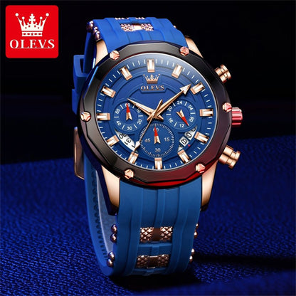 Fashion Sport Quartz Movement OLEVS 9991  45mm Big Dial Watch For Men Waterproof Original Man Clock Chronograph Date Hand Watches