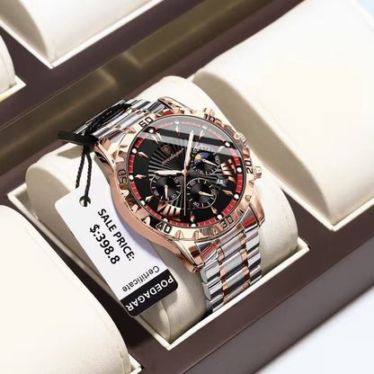 POEDAGAR Watch Men 968 New Luxury Waterproof Luminous Chronograph Date Man Watch Stainless Steel Quartz Men's Watches