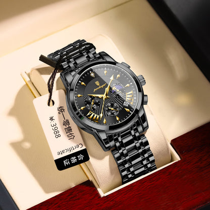 POEDAGAR 813 Top Quality Business Wristwatch Luxury Men Watch Stainless Steel Luminous Waterproof Date Auto Sport Wrist Watches