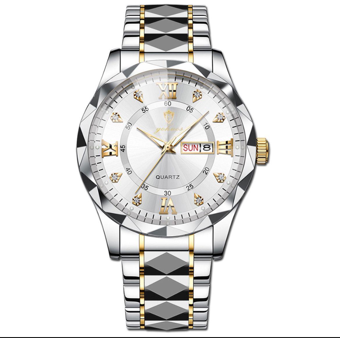 New Arrivals Fashion Luxury Men WatcH GOHUOS 8801 Stainless Steel Wristwatch Waterproof Luminous Quartz Watches For Men