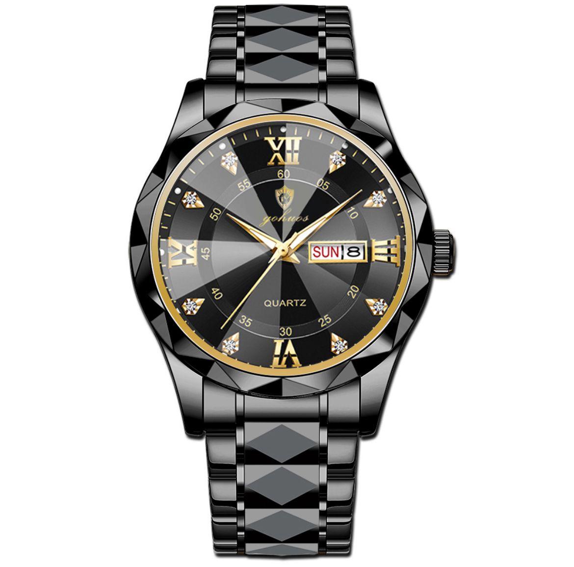 New Arrivals Fashion Luxury Men WatcH GOHUOS 8801 Stainless Steel Wristwatch Waterproof Luminous Quartz Watches For Men