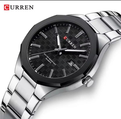 CURREN 8477 Business Luxury Men's Quartz Watch with Luminous Hands Stainless Steel Fashion Clock with Date Waterproof Wristwatch