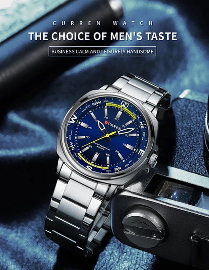 Simple Business Luxury Top Brand CURREN 8455 Men's Quartz Wristwatches Stainless Steel Alloy Fashion Unique Design Watch for Man