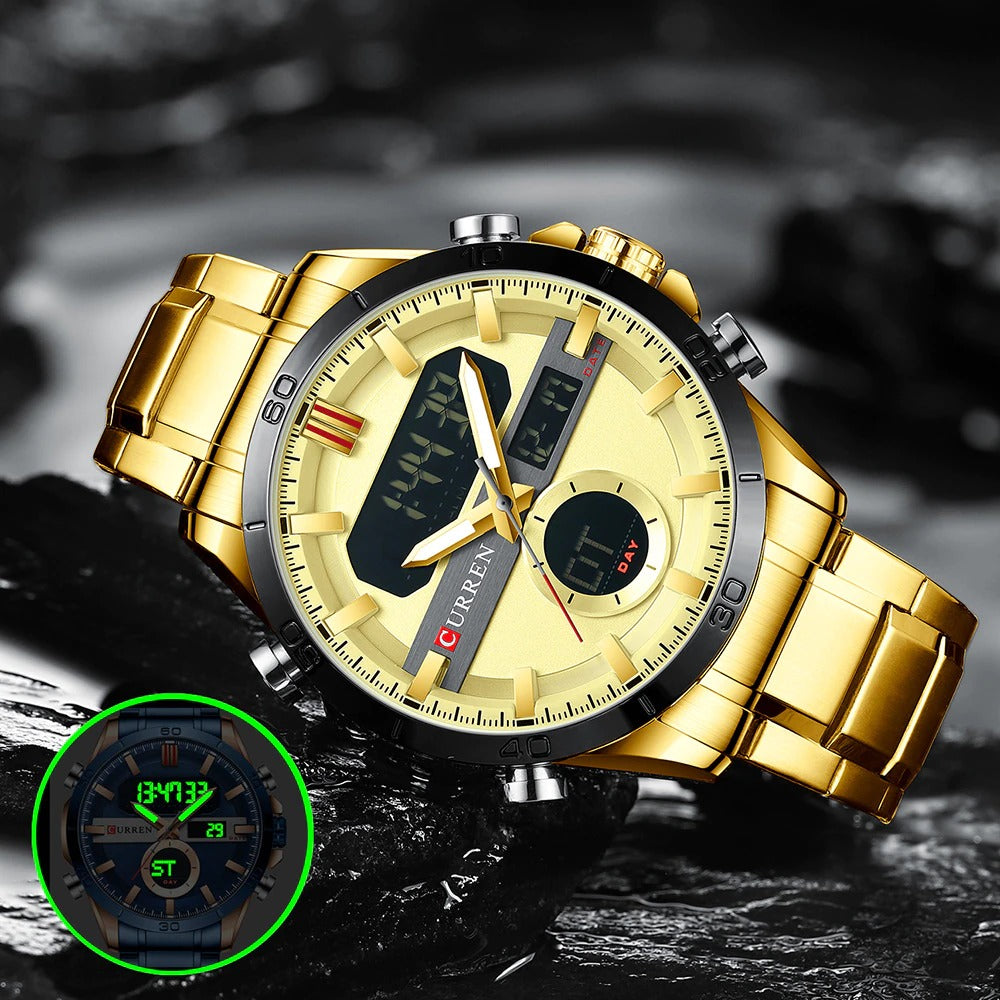 Watch Brand Casual Sport CURREN 8384  Wristwatches Male Digital Design Luminous Clock with Chronograph