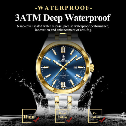 CAREKISO C106 Original Business Waterproof Luminous Men Quartz Watches Stainless Steel Bracelet Watch for Me