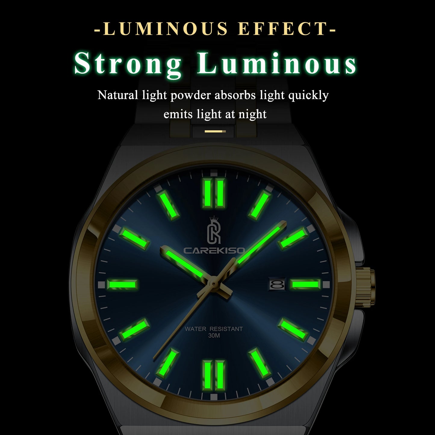 CAREKISO C106 Original Business Waterproof Luminous Men Quartz Watches Stainless Steel Bracelet Watch for Me