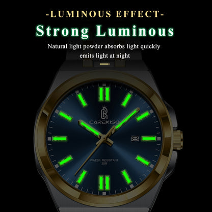 CAREKISO C106 Original Business Waterproof Luminous Men Quartz Watches Stainless Steel Bracelet Watch for Me
