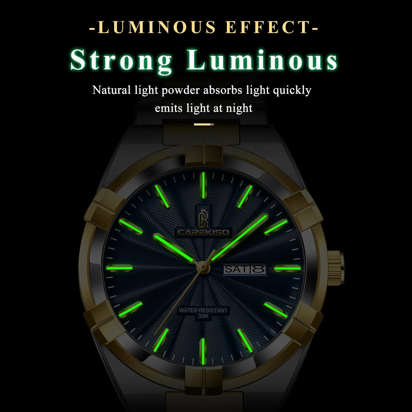 CAREKISO C109 Business Men Date Week Waterproof Luminous Quartz Men Wristwatch Stainless Steel Men's Watches