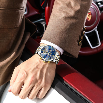 Poedagar 1422 Men Luxury Hollow Tourbillon Stainless Steel Waterproof Automatic Mechanical Wrist Watch
