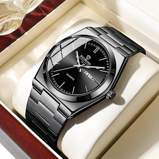 Binbond B102 Luxury Men Wristwatches Waterproof Luminous Date Week Clock Man Watch Gold Stainless Steel Casual Quartz Watches