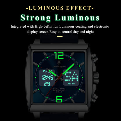 Poedagar E109 Waterproof Luminous Multifunctional Chronograph Alarm Silicone Strap Quartz Watch for Men