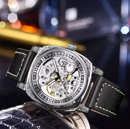 FORSINING 8247 hot selling Automatic male mechanical watch  leather Strap water proofing strap auto date business wrist watch