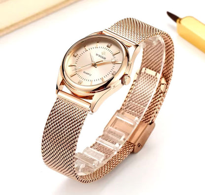Wwoor 8852 Elegant Analog Water Resistant Women Dress Bracelet Band Stainless Steel Watches Japan Movement Lady Watch
