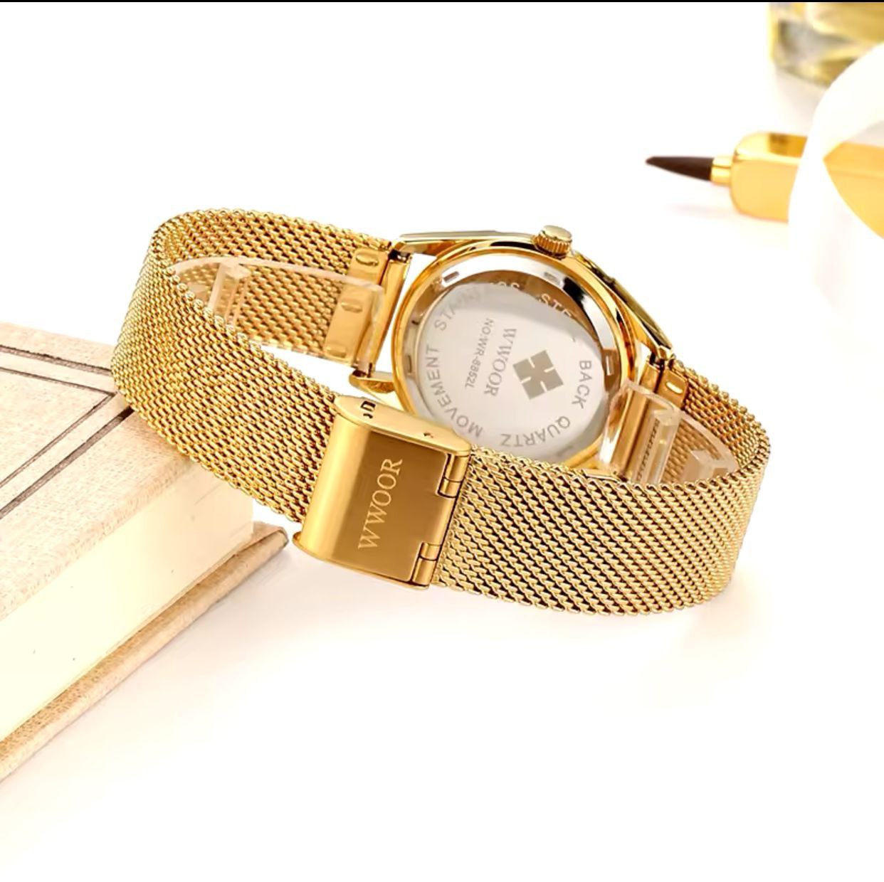 Wwoor 8852 Elegant Analog Water Resistant Women Dress Bracelet Band Stainless Steel Watches Japan Movement Lady Watch