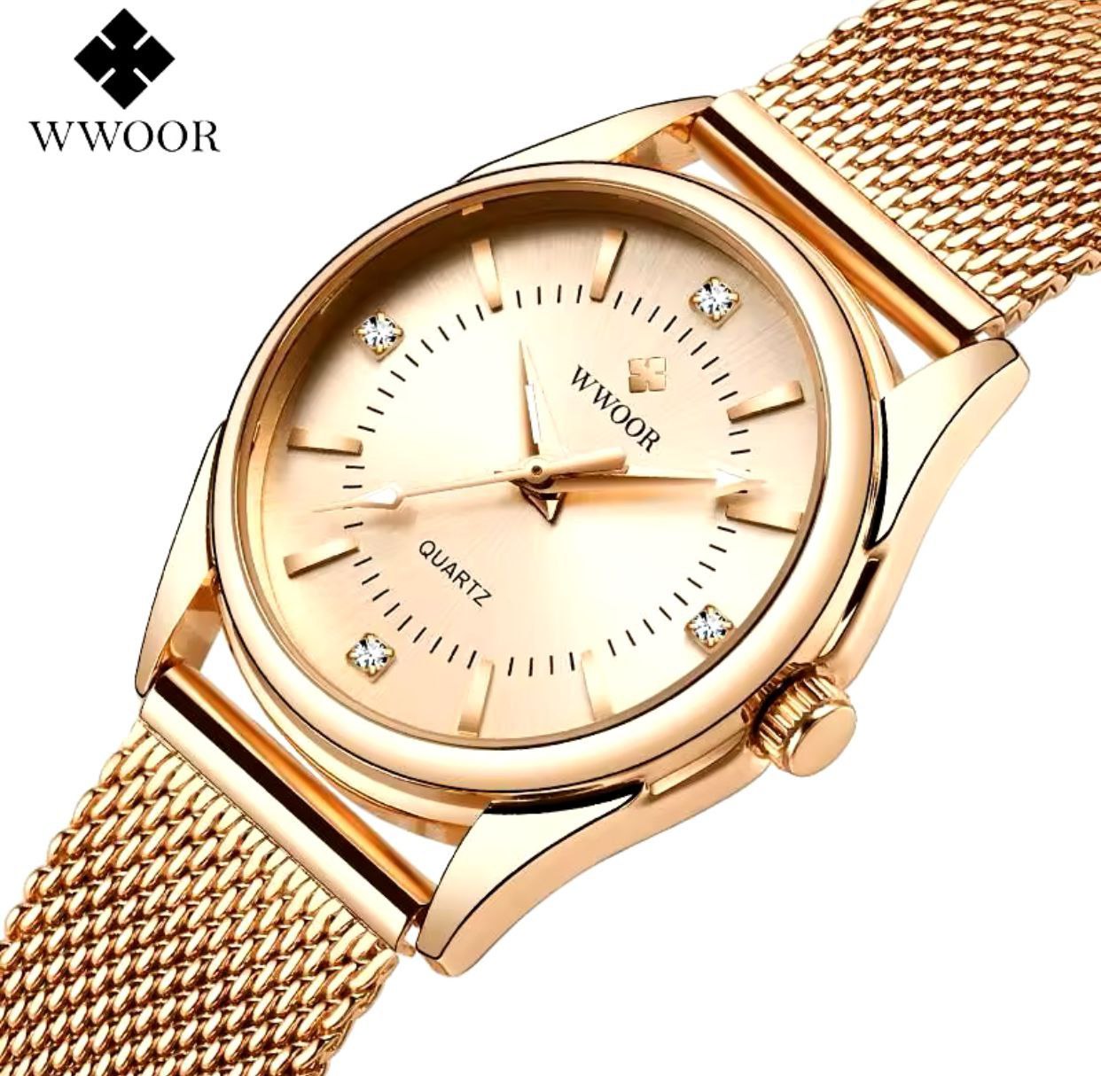Wwoor 8852 Elegant Analog Water Resistant Women Dress Bracelet Band Stainless Steel Watches Japan Movement Lady Watch