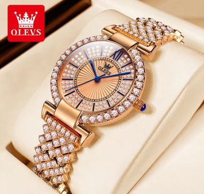 OLEVS 9942 Top Brand New Elegant Bracelet Women Luxury Watches Creative Diamonds 3d Dial Wristwatches
